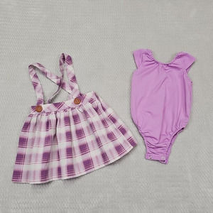 Baileys Blossoms Dress & Body Suit Babygirls 9/12 Months Purple Plaid